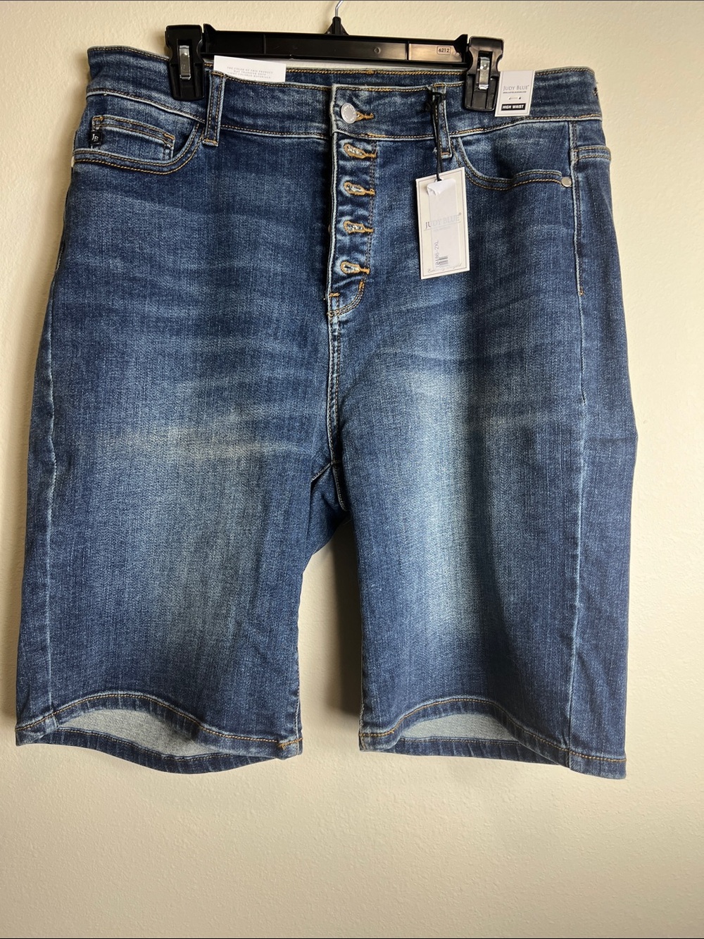 Judy Blue Faded Blue Button-Fly Denim Shorts